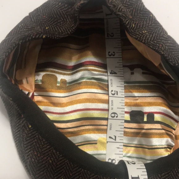 Flat Top Cap Newsboy Tweed Herringbone Brown Hat Rails Unisex - Picture 9 of 12